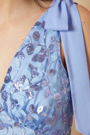 Embellished Floral V Neck Midaxi Dress