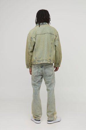 Slim Flared Cross Applique Panelled Jeans