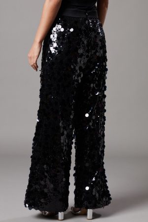 Petite Party Disc Sequin Satin Trim Trouser
