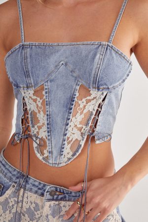 Lace Detail Denim Corset