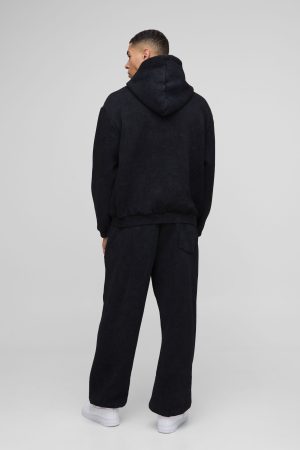 Oversized Boxy Man Wash Hooded Tracksuit