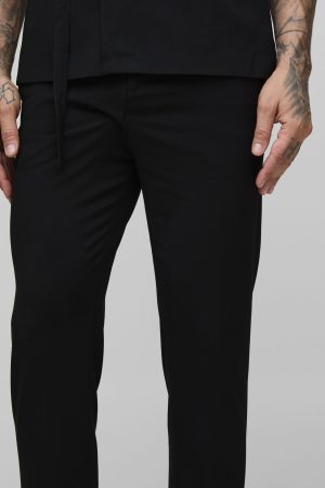 Straight Fit Pleat Front Fixed Waistband Suit Trousers