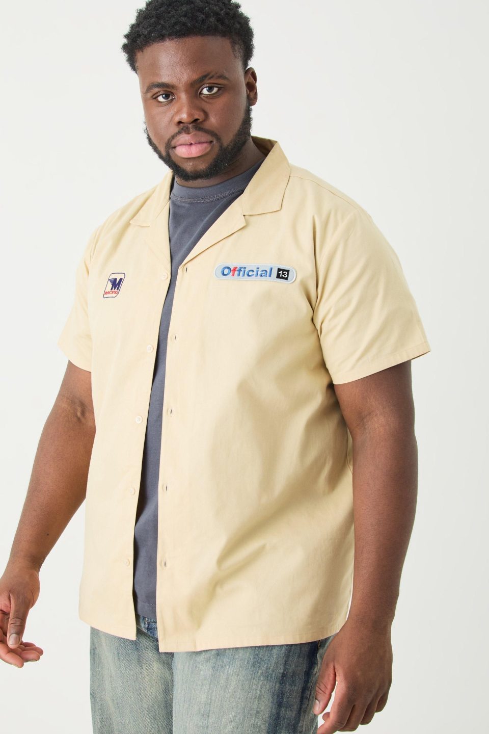 Plus Short Sleeve Twill Moto Shirt