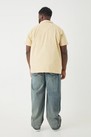 Plus Short Sleeve Twill Moto Shirt
