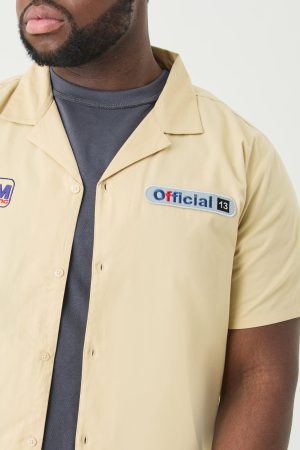 Plus Short Sleeve Twill Moto Shirt