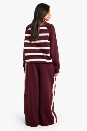 Side Striped Wide Leg Jogger
