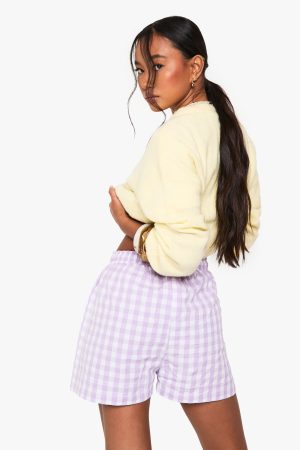 Seersucker Gingham Drawstring Waist Shorts