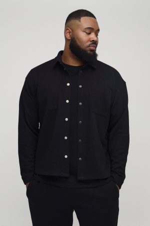 Plus Textured Over Shirt & Tapered Trouser Set