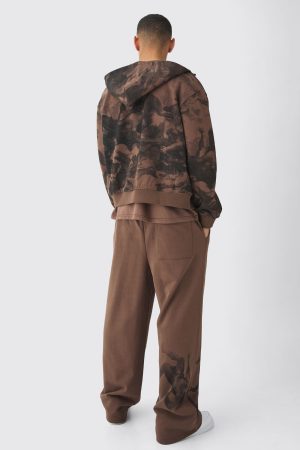 Oversized Boxy Zip Through Renaissance Print Hooded Tracksuit
