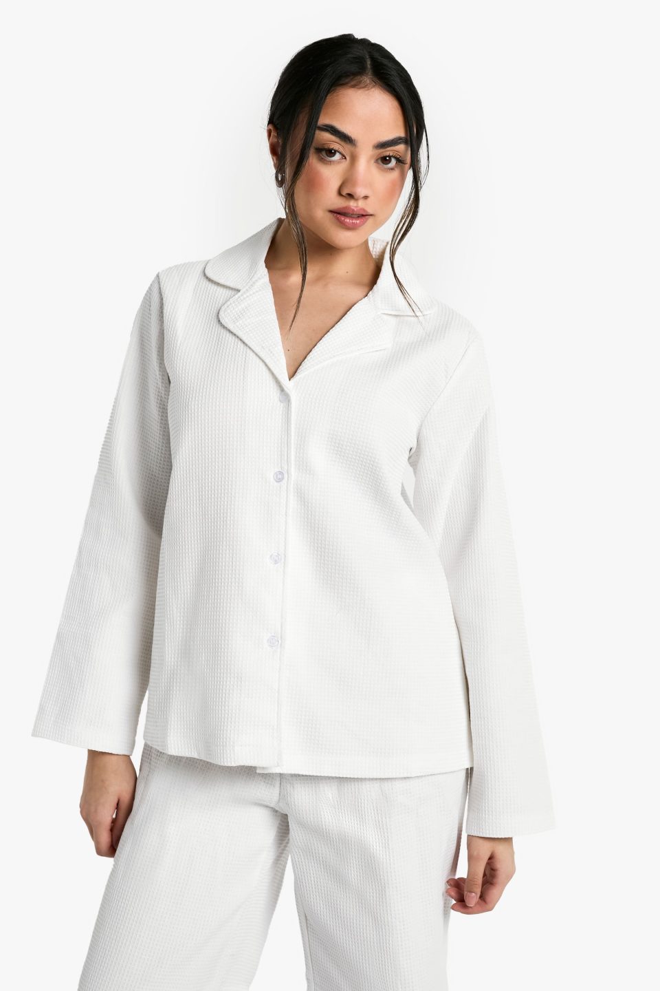 Waffle Long Sleeve Shirt & Trousers Pyjama Set