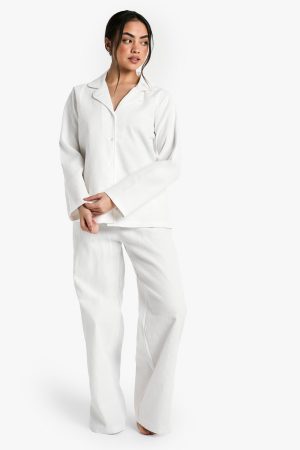 Waffle Long Sleeve Shirt & Trousers Pyjama Set