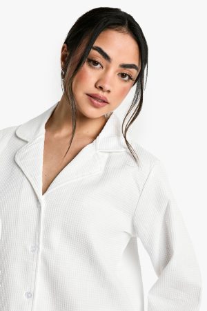 Waffle Long Sleeve Shirt & Trousers Pyjama Set