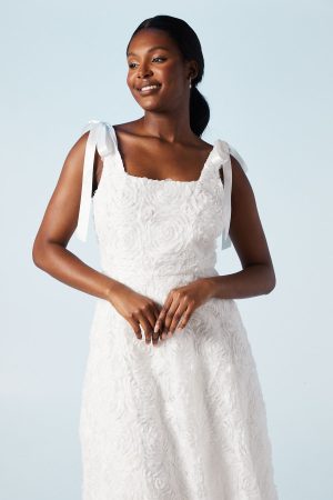 3D Floral Tulle Wedding Midi Dress