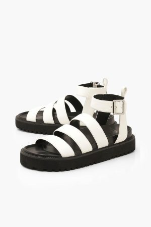 Triple Strap Chunky Footbed Sandals
