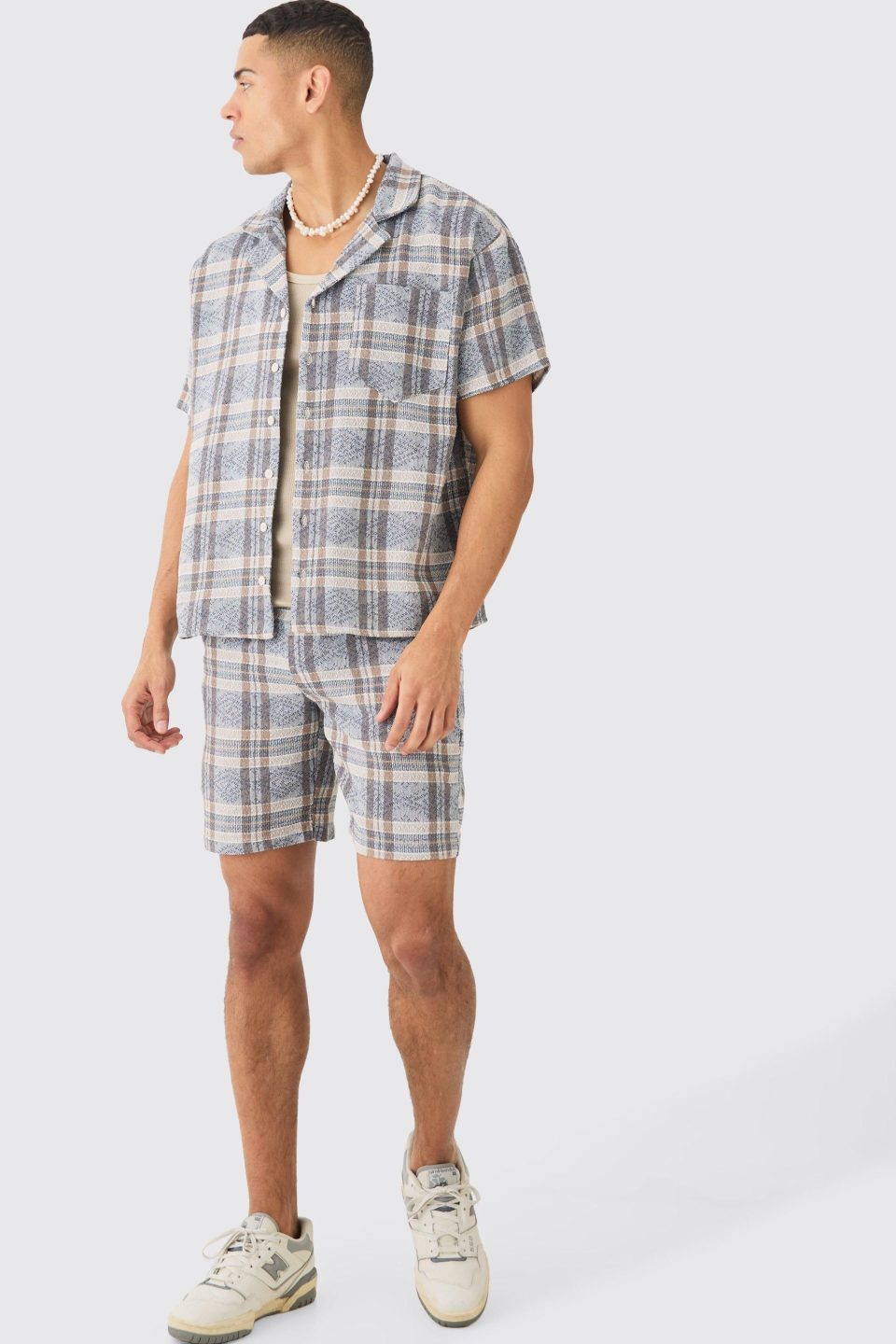 Boxy Tonal Textured Shirt And Short