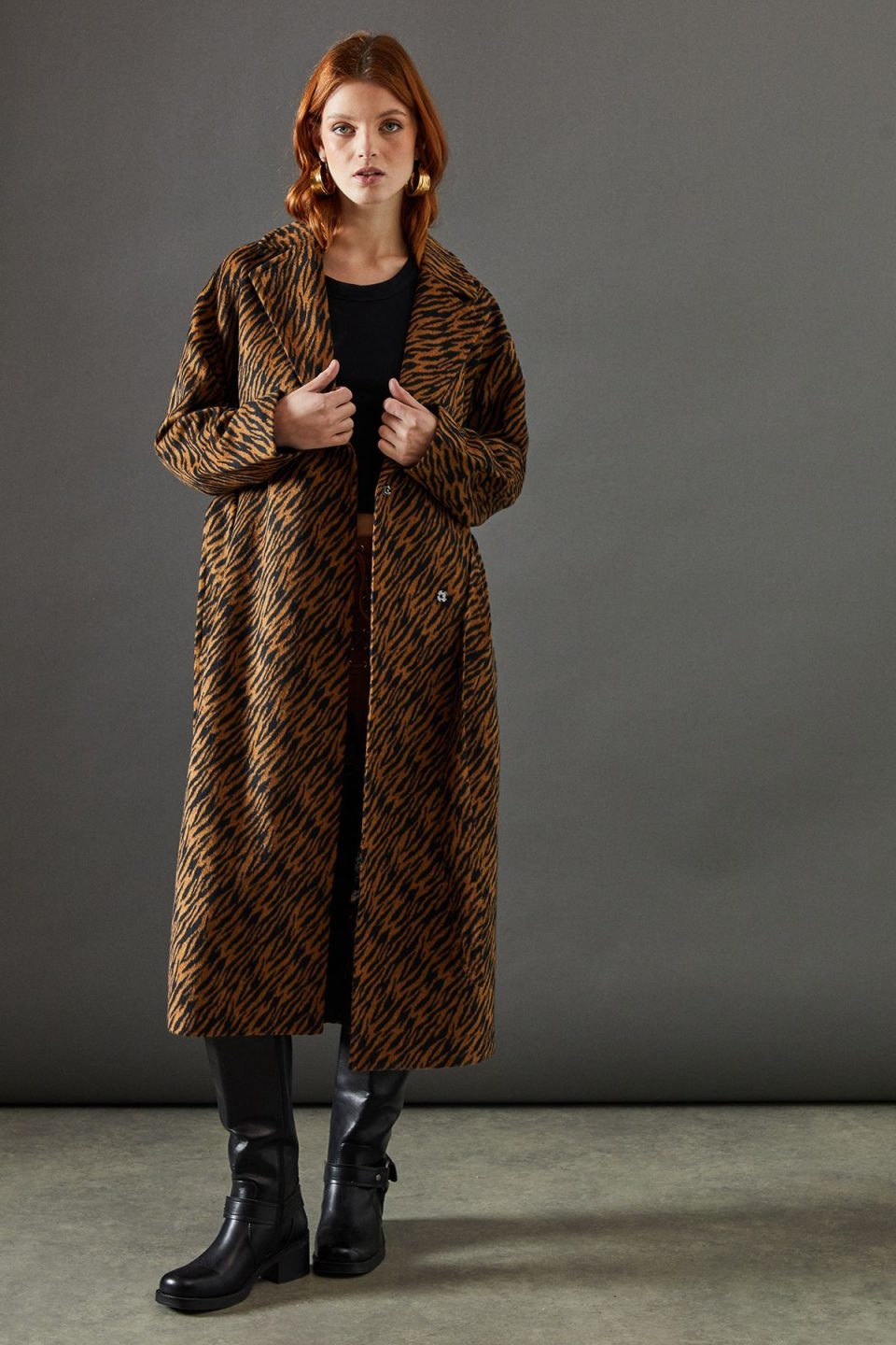 Zebra Belted Wrap Coat