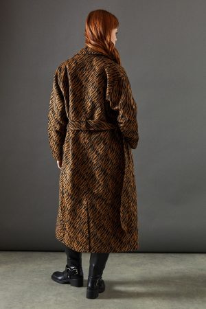 Zebra Belted Wrap Coat