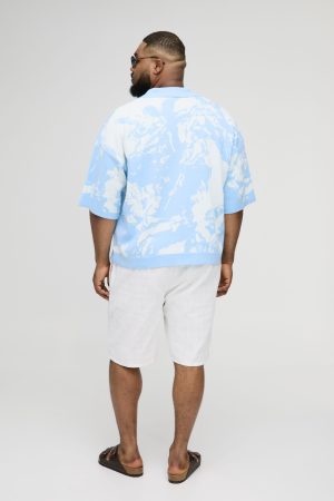 Plus Boxy Oversized Renaissance Graphic Knit Polo