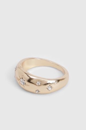 Gold Embellished Star Detail Chunky Ring
