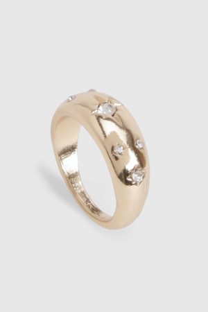 Gold Embellished Star Detail Chunky Ring