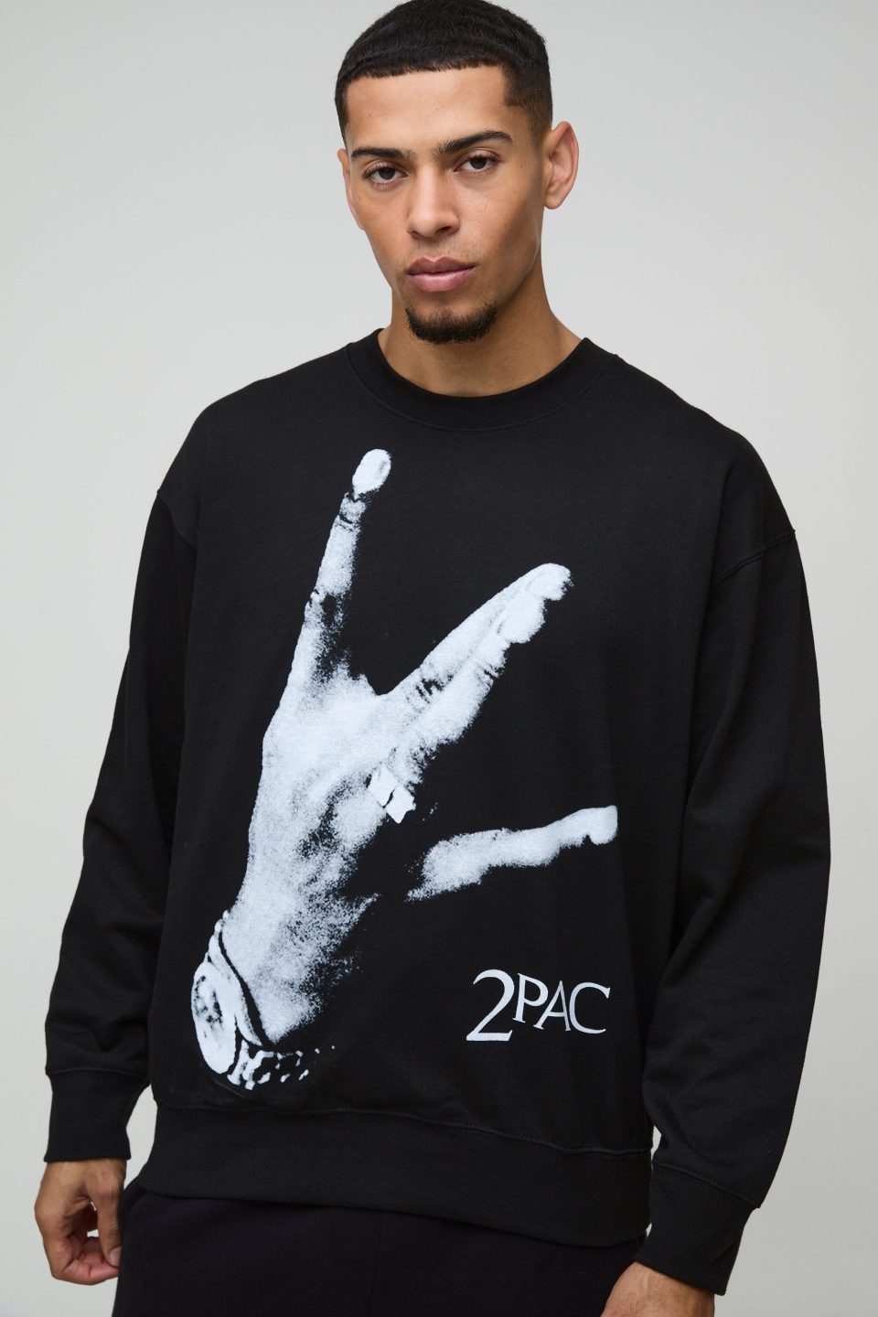 Oversized Tupac License Print Sweatshirt