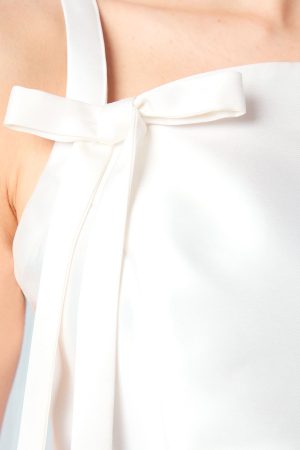 Bow Detail Twill Bridal Mini Dress