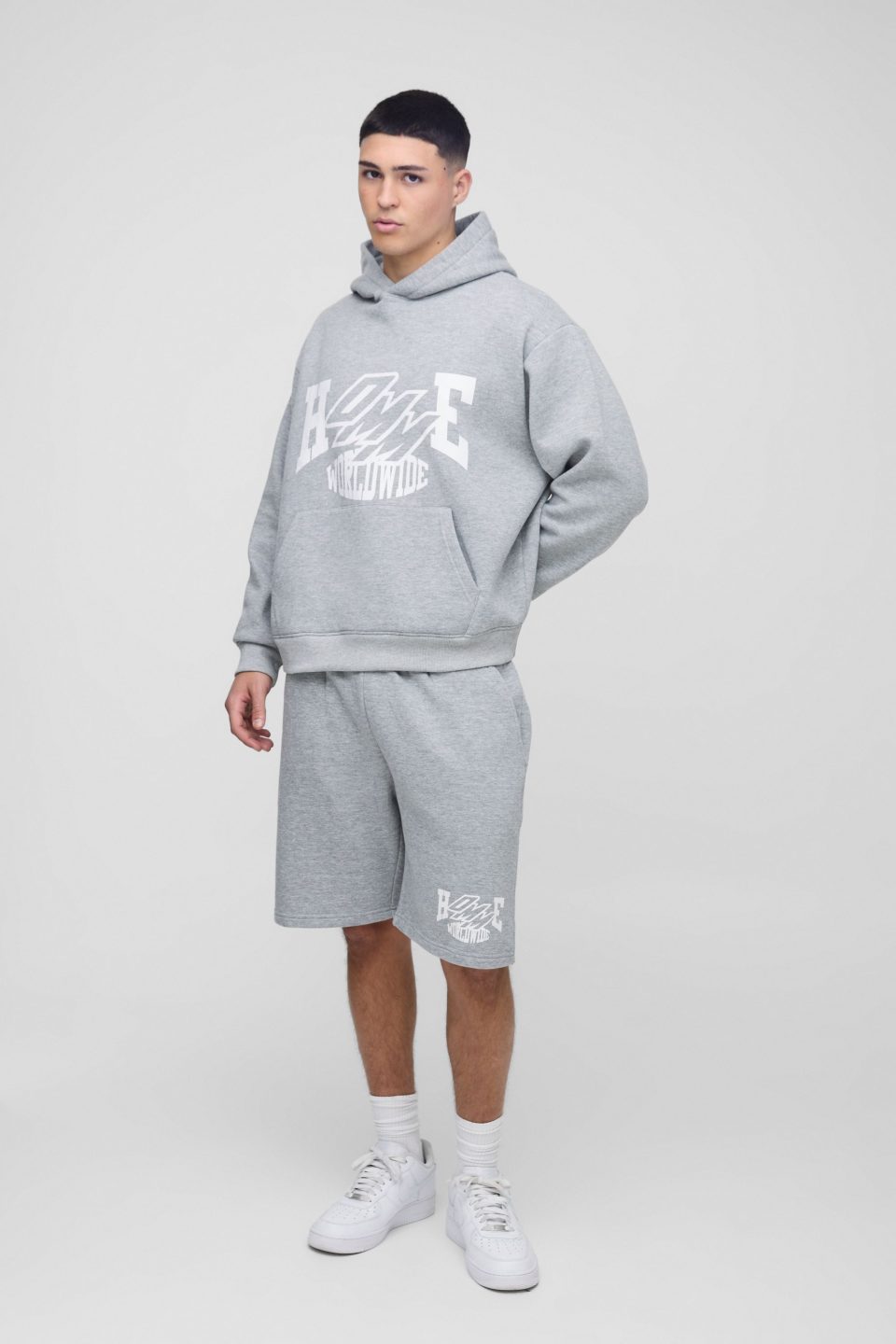Oversized Boxy Homme Hooded Short Tracksuit