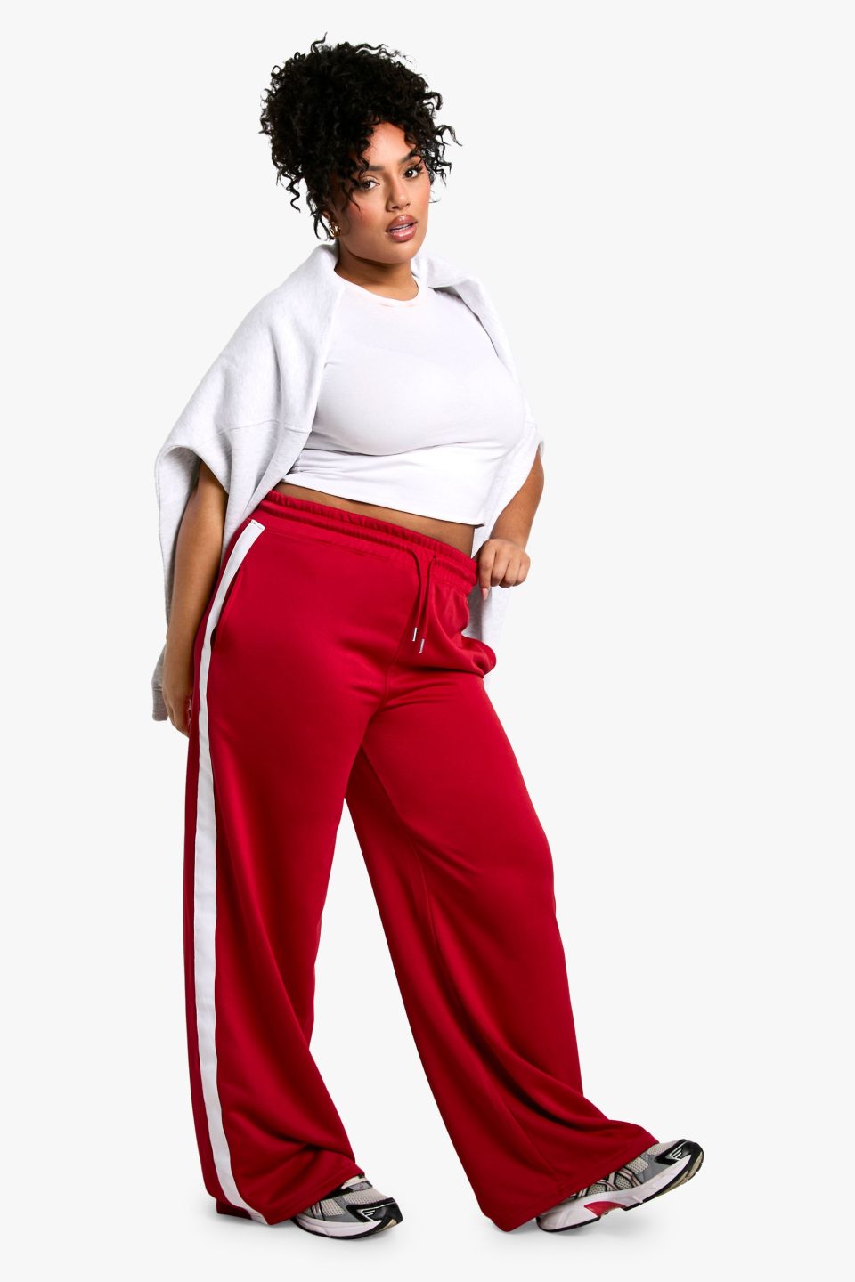 PLUS TRICOT SIDE STRIPE STRAIGHT LEG JOGGER