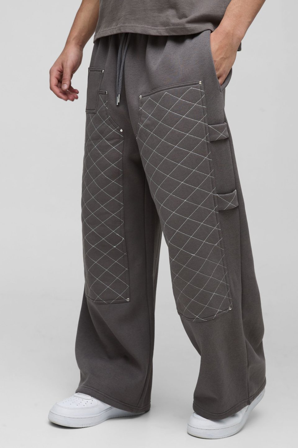 Extreme Wide Leg Carpenter Stitching Detail Joggers