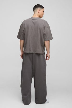 Extreme Wide Leg Carpenter Stitching Detail Joggers