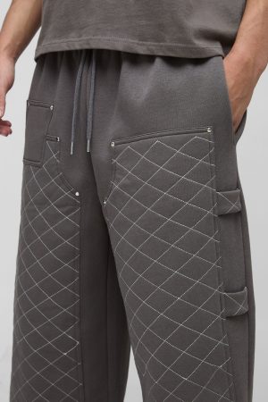 Extreme Wide Leg Carpenter Stitching Detail Joggers