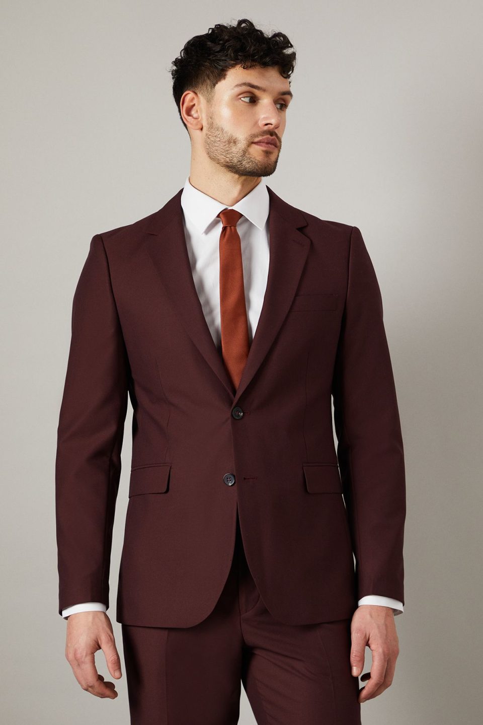 Claret Burgundy Slim Fit Suit Jacket