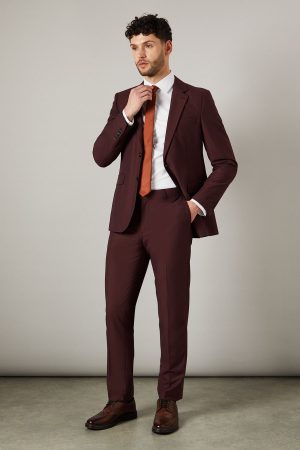 Claret Burgundy Slim Fit Suit Jacket