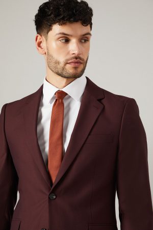 Claret Burgundy Slim Fit Suit Jacket