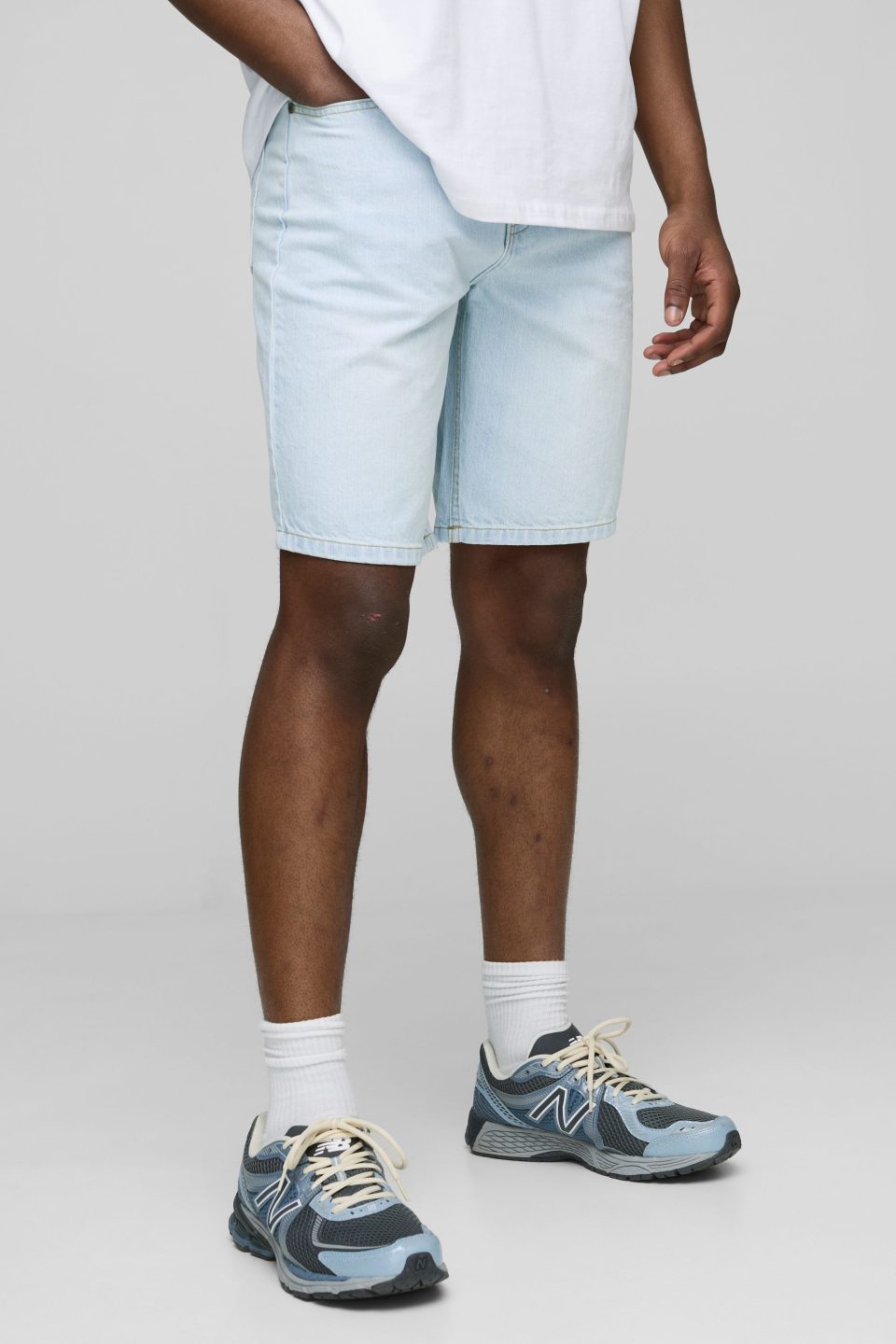 Relaxed Rigid Ice Blue Denim Shorts