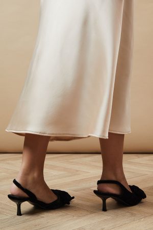 Venus Bow Detail Kitten Heel Slingback Court Shoes