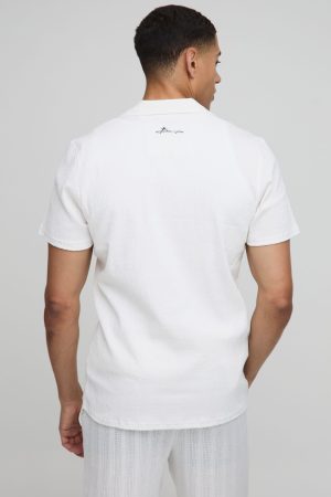 Man Slim Fit Seersucker Crinkle Shirt