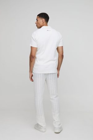 Man Slim Fit Seersucker Crinkle Shirt