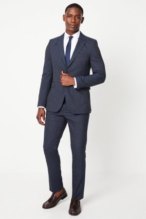 Navy Slim Fit Puppytooth Suit Trouser