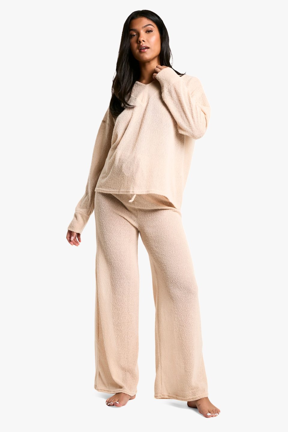 Maternity Lounge Soft Textured Drawstring Wide Leg Trouser