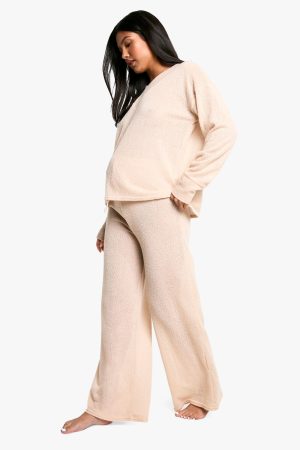 Maternity Lounge Soft Textured Drawstring Wide Leg Trouser