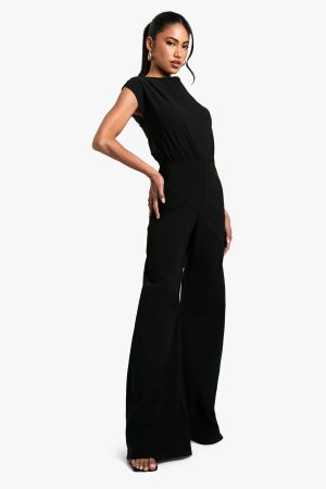 Tailored Pleated Bengaline Wide Leg Jumpsuit