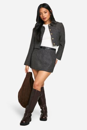 Petite Cropped Tweed Jacket