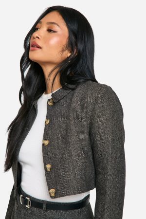 Petite Cropped Tweed Jacket