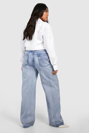 Plus Acid Wash Straight Leg Jeans
