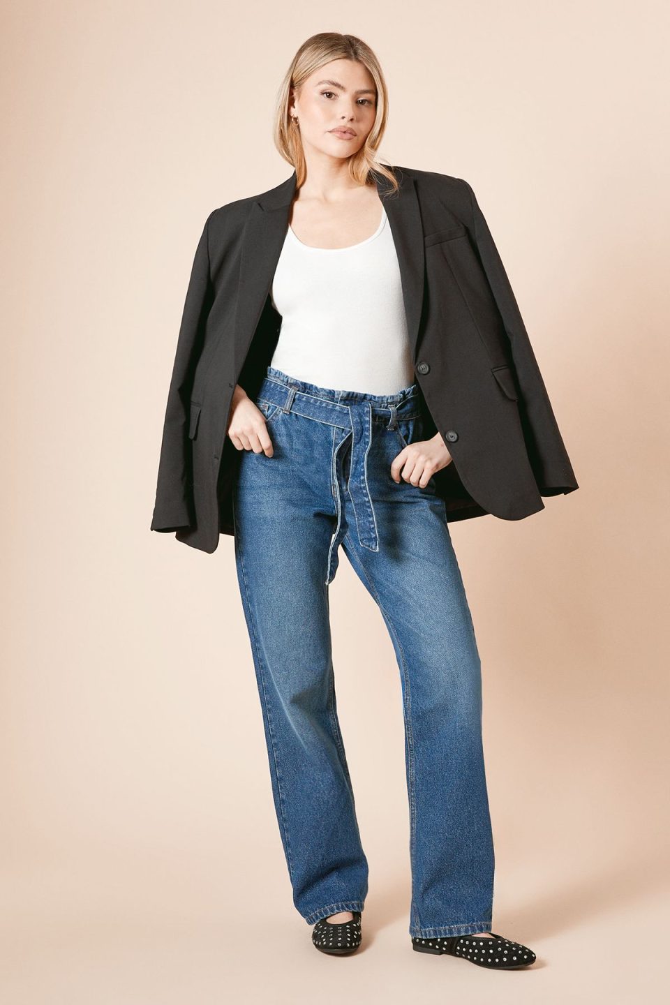 Tie Waist Paper Bag Jean