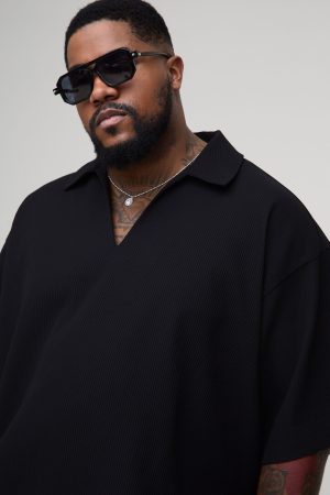 Plus Pleated V Neck Shirt