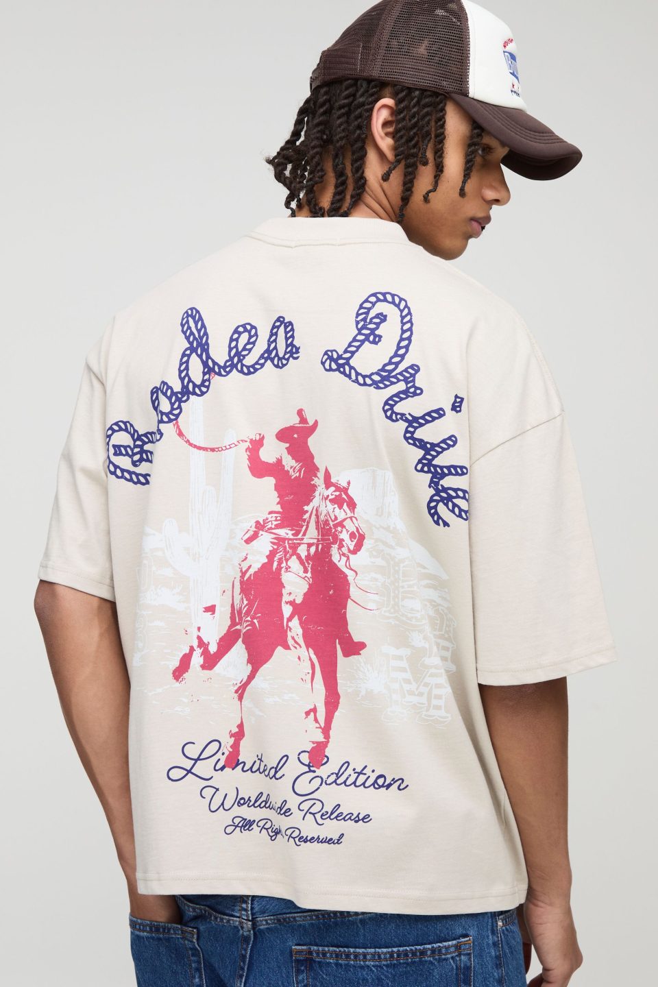 Oversized Boxy Rodeo Drive Western Graphic T-Shirt