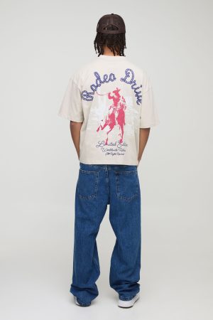 Oversized Boxy Rodeo Drive Western Graphic T-Shirt