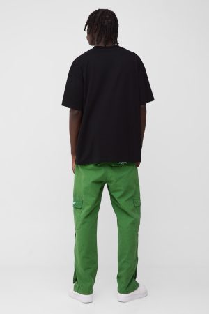 Straight Ripstop Popper Hem Branded Cargo Trousers